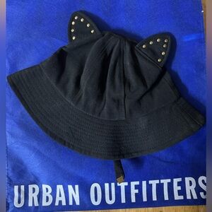 Black Bucket Hat with Cat Ears